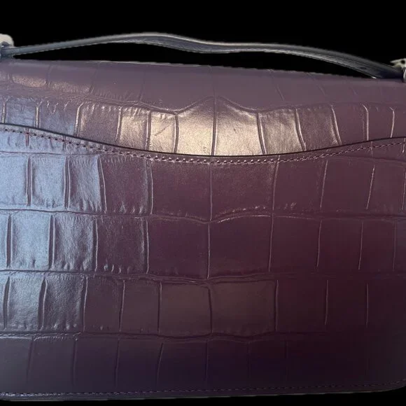 Coach Large Morgan Square Crossbody – Silver/Amethyst Croc Embossed Leather - Picture 9 of 10